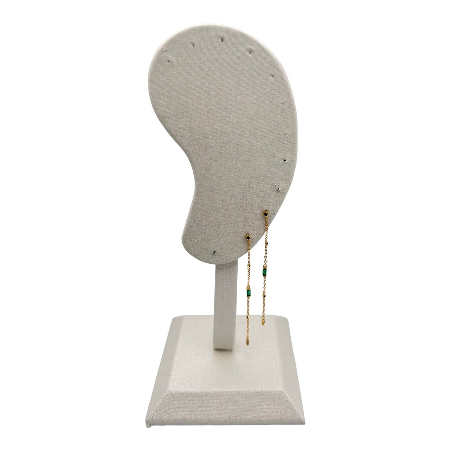 Algae - Long Bezel Threader Gold Earrings