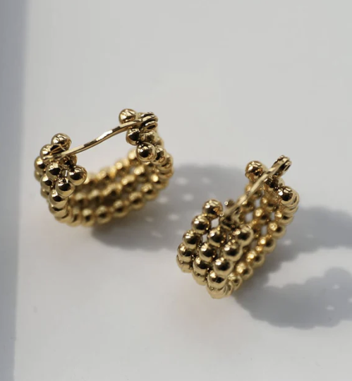 Velvet - Triple Ball Row Hoop Earrings