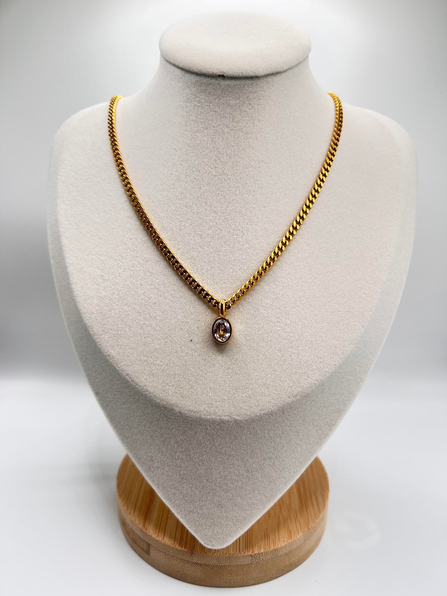 Elliptical - Oval Crystal Pendant Necklace