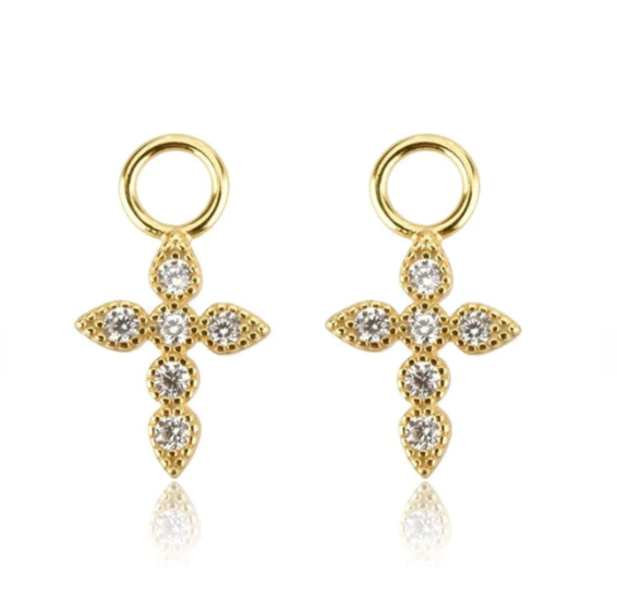 Believe - Dainty Huggie Earring Cross Charm
