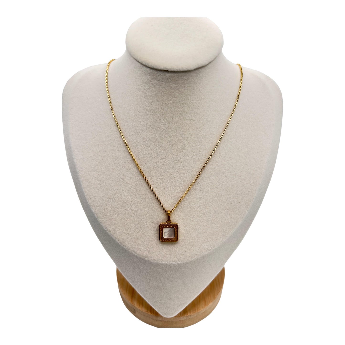 Bubble - Square Abalone & White Shell Ray Pendant Necklace