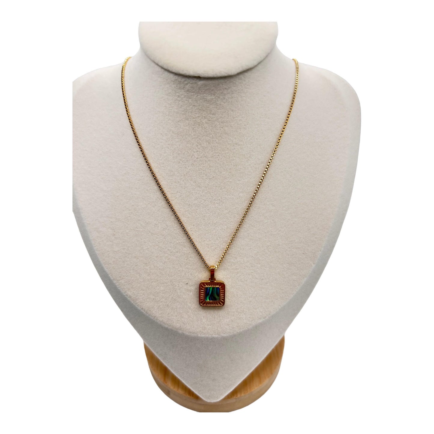 Bubble - Square Abalone & White Shell Ray Pendant Necklace