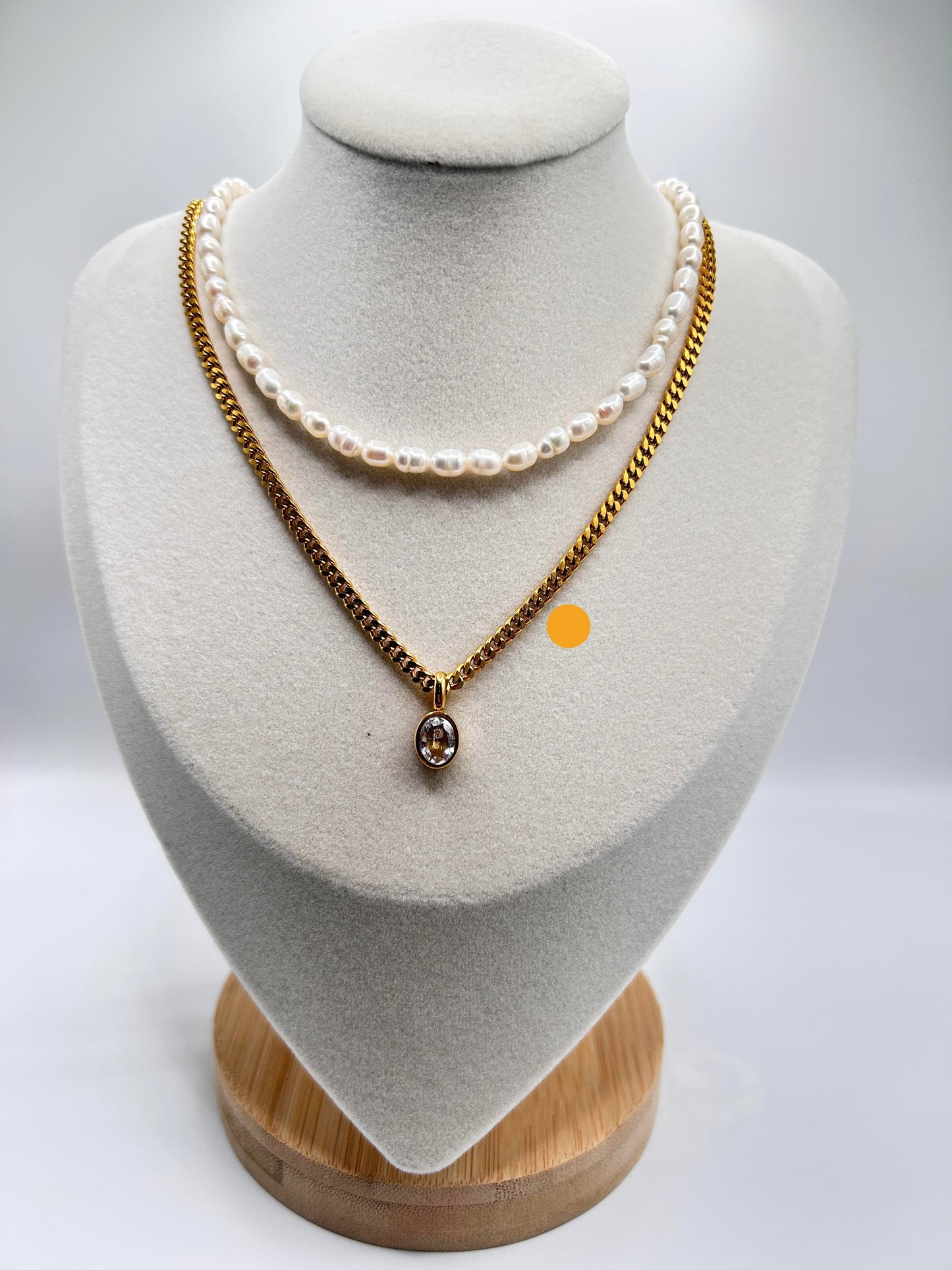 Elliptical - Oval Crystal Pendant Necklace