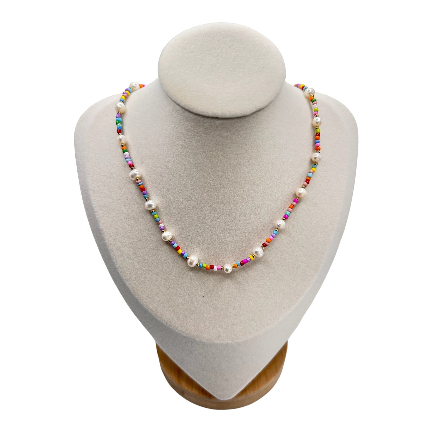 Anemone - Rainbow Pearl Beaded Necklace