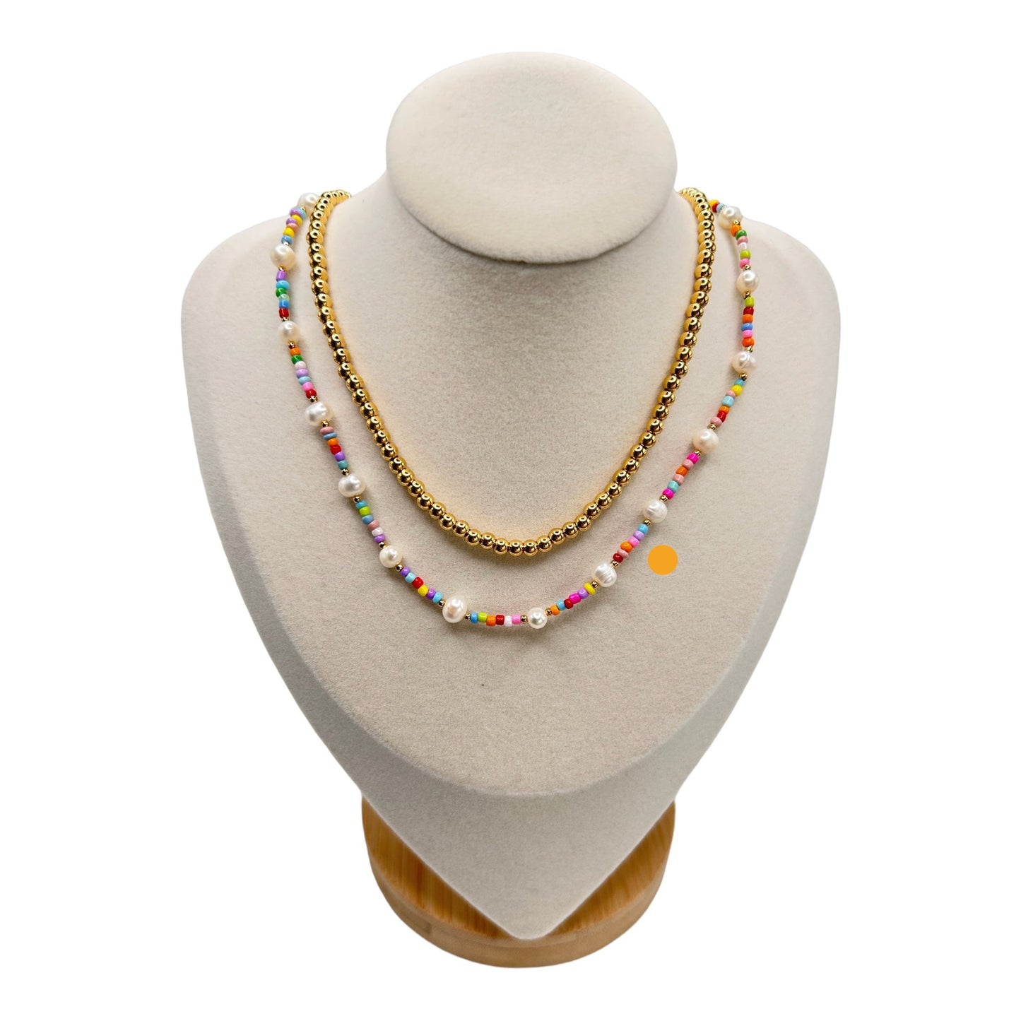 Anemone - Rainbow Pearl Beaded Necklace