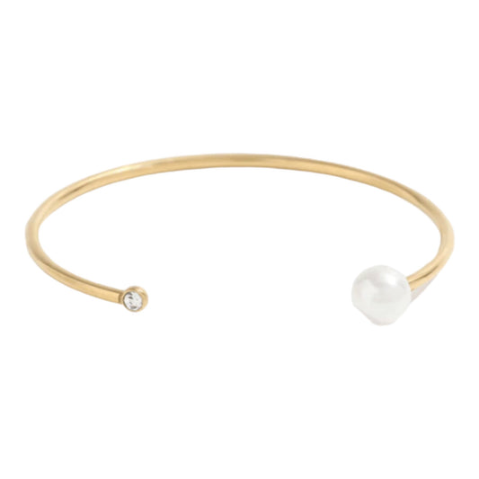 Lulit - Dainty Pearl & Crystal Cuff Bangle