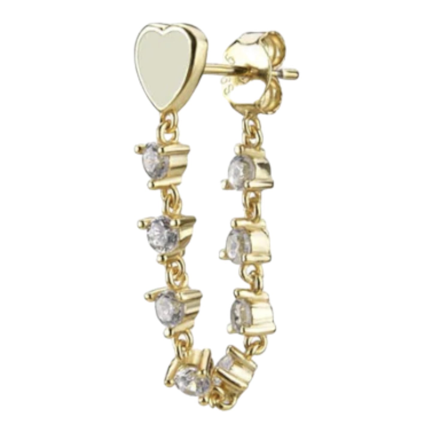 Be mine - Emaille Heart & Pearl Tassel Chain Stud Earrings