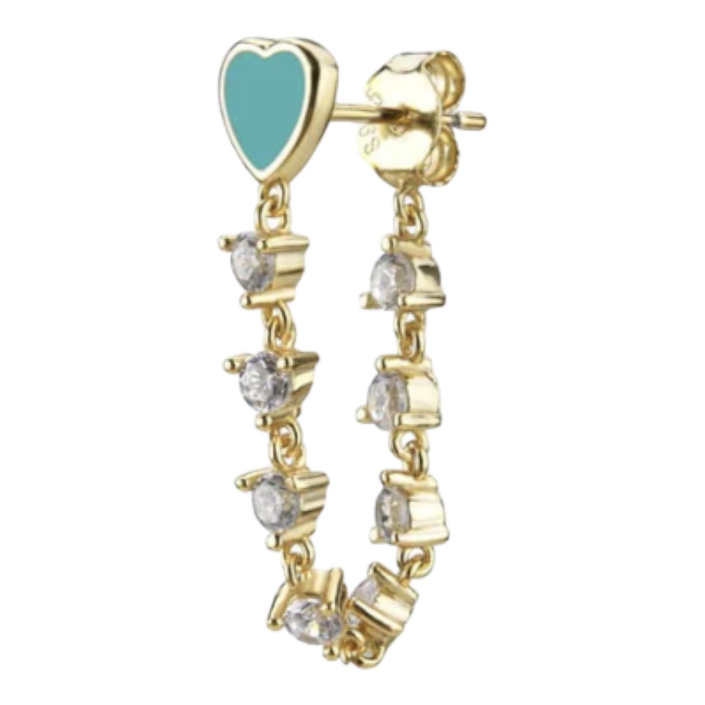 Be mine - Emaille Heart & Pearl Tassel Chain Stud Earrings