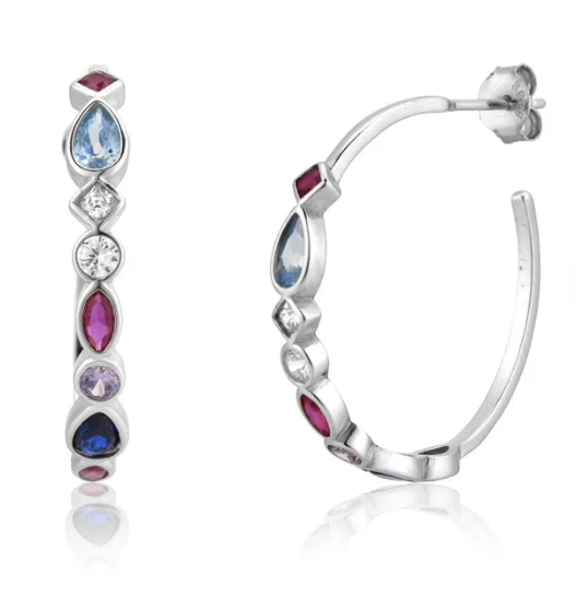 Montana - Colorful Multi Crystal 25mm Hoops